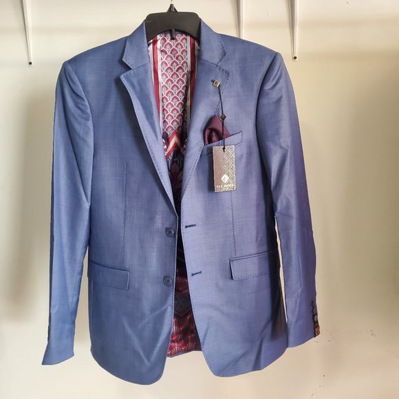 NWT Ted Baker Men's Debonair KernalJ Sharkskin Jacket Light Blue 38R $629 BB468 - Picture 1 of 2